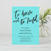 Invitation Avoir et garder Écriture manuscrite Réception Aqua (Debout devant)