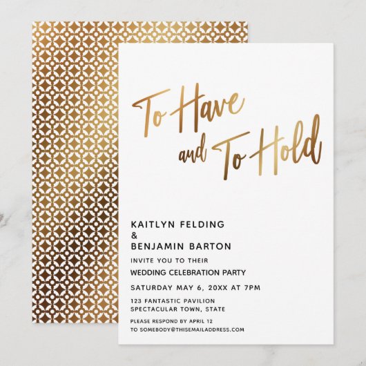 Invitation Avoir et garder Réception de l'or moderne (Devant / Derrière)
