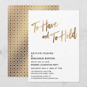 Invitation Avoir et garder Réception moderne de l'or