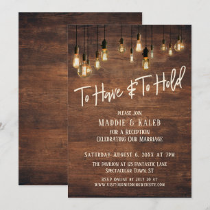 Invitation Avoir et Tenir Brown Wood Edison Lights