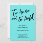 Invitation Avoir et tenir écriture à la main Aqua Réception (Devant)