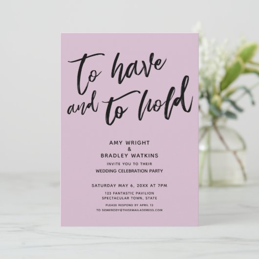 Invitation Avoir et tenir écriture manuscrite Accueil Mauve (Debout devant)