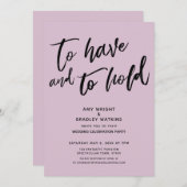 Invitation Avoir et tenir écriture manuscrite Accueil Mauve (Devant / Derrière)