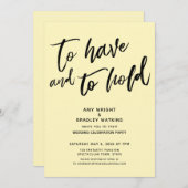 Invitation Avoir et tenir écriture Réception Jaune (Devant / Derrière)