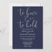Invitation Avoir Et Tenir Le Code QR Marine Mariage Bleu (Devant)