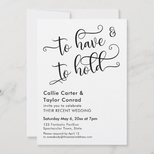 Invitation Avoir et Tenir Typographie de Script Élaboré (Devant)