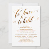 Invitation Avoir & Tenir l'événement d'après-mariage en or bl (Devant)