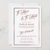 Invitation Avoir & Tenir Or Rose sur Blanc, Réception (Devant)