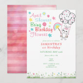 Invitation Avril Douches Apportent Fleurs d'Anniversaire Fill (Devant / Derrière)
