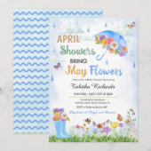 Invitation Avril Douches Apportent Mai Fleurs Baby shower de  (Devant / Derrière)