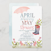 Invitation Avril Douches Apportent Mai Fleurs Douche Virtuell (Devant / Derrière)
