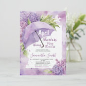 Invitation Avril Douches Apportent Mai Fleurs Purple Paraplui (Debout devant)