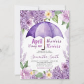 Invitation Avril Douches Apportent Mai Fleurs Purple Paraplui (Devant)