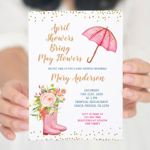 Invitation Avril Douches Apporter mai Fleurs aquarelle