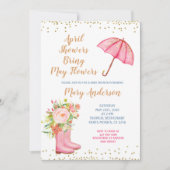 Invitation Avril Douches Apporter mai Fleurs aquarelle (Devant)