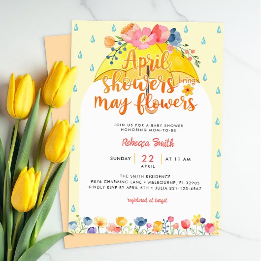 Invitation Avril Douches Apporter Mai Fleurs Baby shower Invi