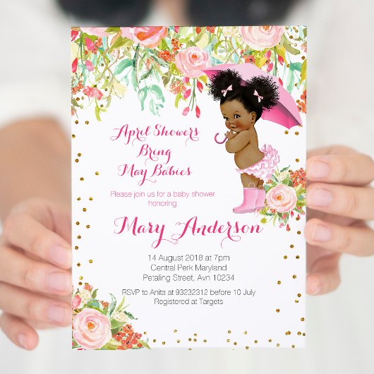 Invitation Avril Douches Baby shower afro-américain