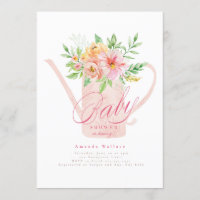 Avril Fleurs L'arrosage peut Baby shower Invitatio
