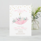 Invitation Avril pluie, mai fleurs Bébé parapluie (Debout devant)