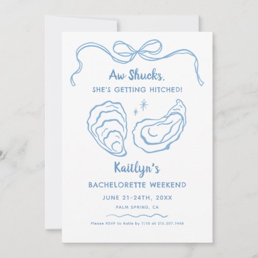 Invitation Aw Shucks Oyster Bachelorette Week-end Itinéraire (Devant)