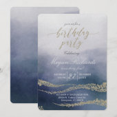 Invitation Awash Elegant Aquarelle Anniversaire Fête Invitati (Devant / Derrière)