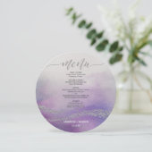 Invitation Awash Elegant Watercolor Orchid Menu Mariage rond (Debout devant)