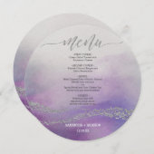 Invitation Awash Elegant Watercolor Orchid Menu Mariage rond (Devant / Derrière)