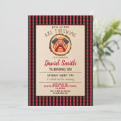 Invitation Ax Jetant Anniversaire Amusant Bois De Bois Plaid (Debout devant)