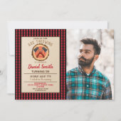 Invitation Ax Jeter Anniversaire Bois Lumberjack Plaid Photo (Devant)
