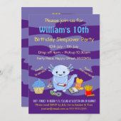 Invitation Axalotl Sleepover Anniversaire (Devant / Derrière)