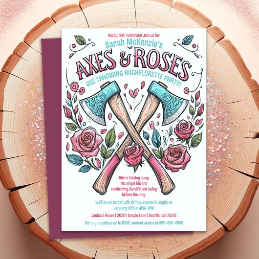 Invitation Axes et Roses - Ax Throwing Bachelorette Party