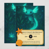 Invitation Axolotl brillant dans l'Anniversaire Magique sous- (Devant / Derrière)