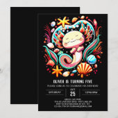 Invitation Axolotl coloré moderne anniversaire (Devant / Derrière)
