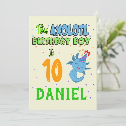 Invitation Axolotl Custom Birthday Boy Matching (Debout devant)