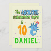 Invitation Axolotl Custom Birthday Boy Matching (Devant / Derrière)