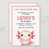 Invitation Axolotl filles d'anniversaire, invitati (Devant / Derrière)