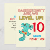 Invitation Axolotl Gamer Anniversaire Jeu vidéo garçon  (Devant / Derrière)