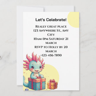 Invitation Axolotl garçon & fille fête d'anniversaire