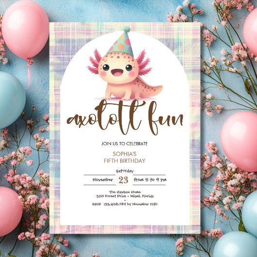 Invitation Axolotl kids birthday