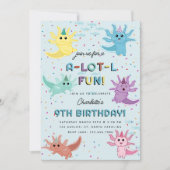 Invitation Axolotl Kids Cute Salamander Blue Anniversaire (Devant)