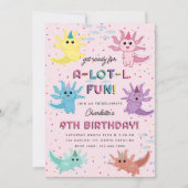 Invitation Axolotl Kids Cute Salamander Pink Anniversaire (Devant)