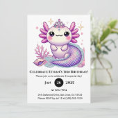 Invitation Axolotl Mermaid Princess Birthday (Debout devant)