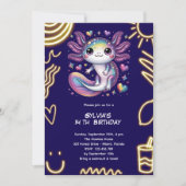 Invitation Axolotl neon laser birthday party (Devant)