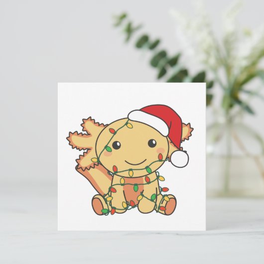 Invitation Axolotl Noël Animaux d'hiver Axolotls (Debout devant)