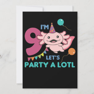 Invitation Axolotl pour 9 ans Anniversaire Enfant de neuf ans