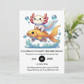 Invitation Axolotl Riding Poisson d'or Anniversaire (Debout devant)