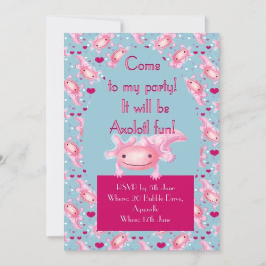 Invitation Axolotl rose (Devant)