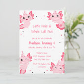Invitation Axolotl Rose Girl Alotl Fun Anniversaire (Debout devant)