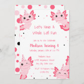 Invitation Axolotl Rose Girl Alotl Fun Anniversaire (Devant / Derrière)