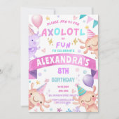 Invitation Axolotl Rose Girl Cute Salamander Aquatic Annivers (Devant)